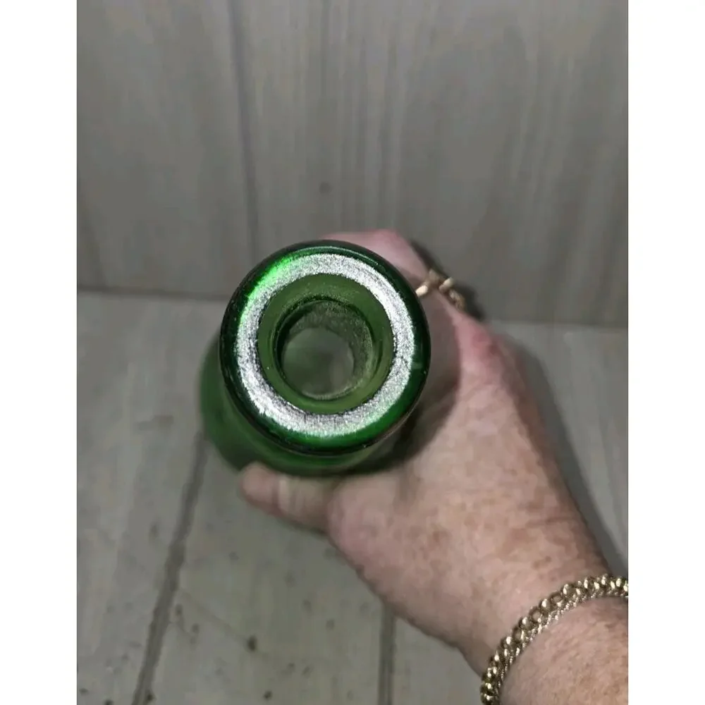 Vtg Green Bubble Glass Decorative Beehive Vase Design Bottle Collectors Piece 12